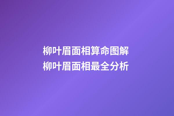 柳叶眉面相算命图解 柳叶眉面相最全分析